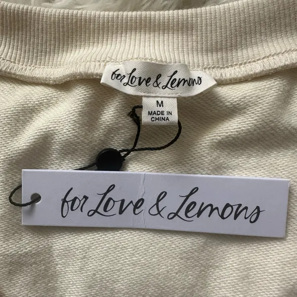 For Love & Lemons Top Morgan Sweatshirt Cropped Daisy Floral Embroidered M NWT - Image 7