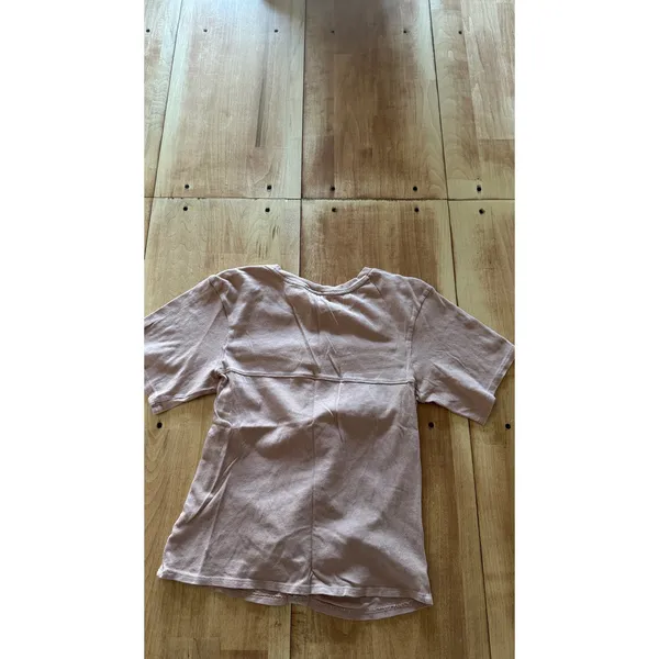 Express Womens Mauve Pink Ruched Front Short Sleeve 100% Cotton‎ T-Shirt Size S - Image 4