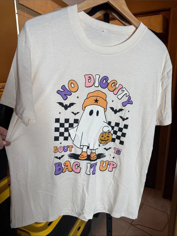 NWOT Halloween Ghost Graphic Tee XL Cream Cute Trick or Treat Shirt - Image 2