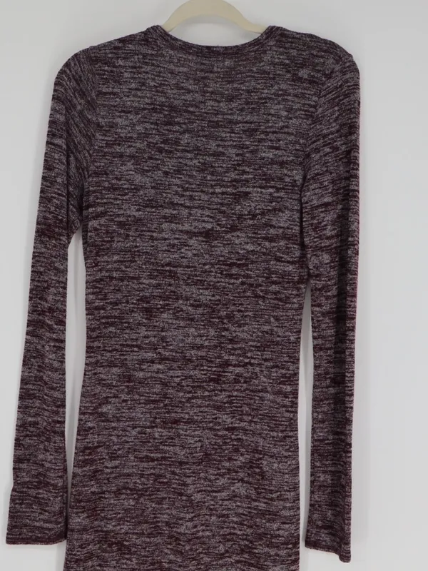 Wilfred Free Aritzia Dress Medoum Burgundy Marled Long Sleeve Scoop Neck Stretch - Image 10