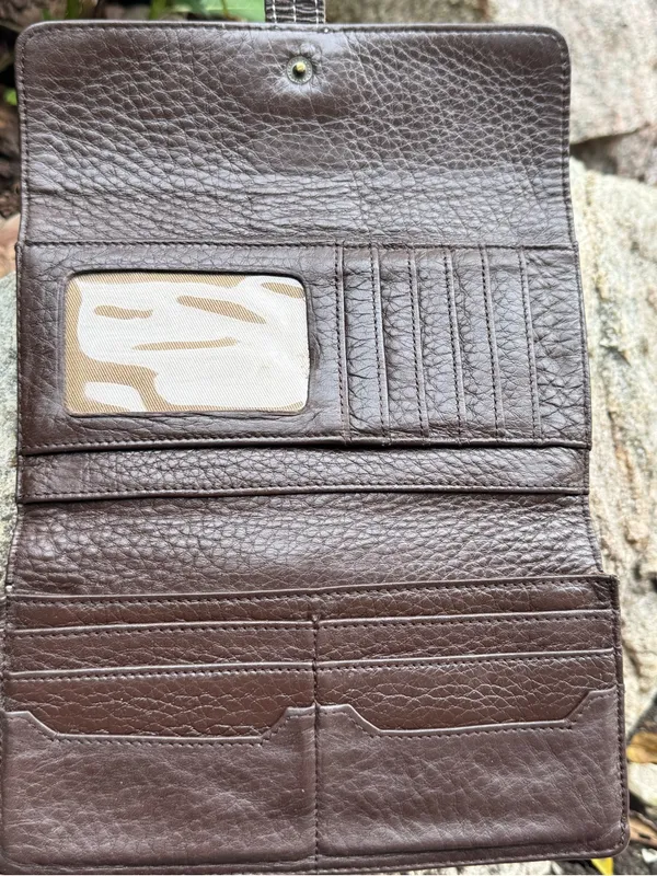 Eddie Bauer Brown Leather Wallet with Suede Flap - Image 4