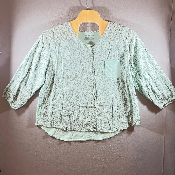 1218 | Nottibianche Abstract Print Cotton Blend Pajama Set Mint Green Womens‎ 1X - Image 2