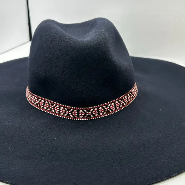 American Eagle Black Wool Wide Brim Floppy Summer Hat One Size - Image 2