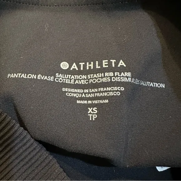 Athleta Salutation Stash Flare Pant Ribbed‎ Leggings Women's Black Size XS - Image 9