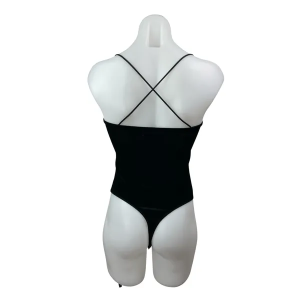 Abercrombie & Fitch Drape Cowl Neck Black Velvet Velour Cami Tank Bodysuit Top S - Image 4