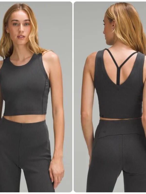 Lululemon Ribbed Softstreme Cropped Tank Top washed Black 6 - Image 2