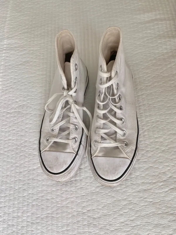 Women’s white converse platform high tops - Image 4