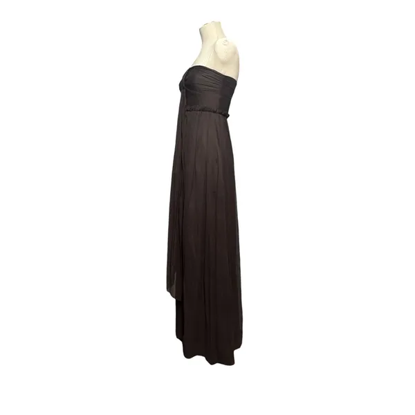 J.Crew Silk Chiffon Whitney Strapless Gown Dress Espresso Brown 6 - Image 3