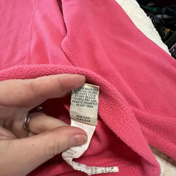 LLBean Women’s 1/4 Zip Pink Fleece Sweatshirt Top Sz Large L Regular - Image 5