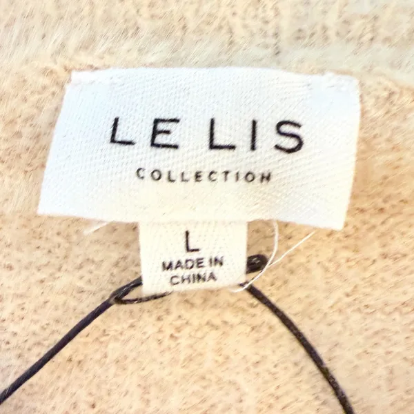LE LIS Square Neck Eyelash‎ Knit Sweater Cream NWT Puff Sleeve Women Large Soft - Image 4