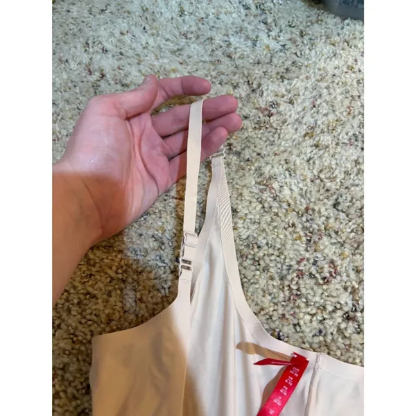 Spanx Open-Bust Mid-Thigh Bodysuit Shapewear Nude Beige - Image 6
