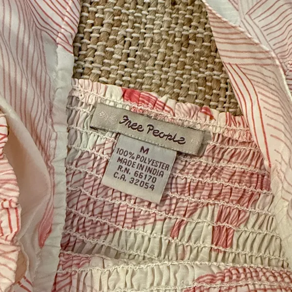 Free People Pink and Cream Top with Ruching Vintage y2K Medium - Image 3