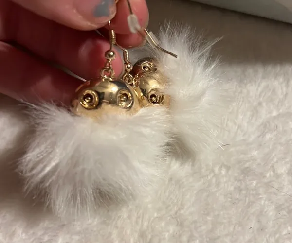 Ghost Puff Pom Earrings Halloween White - Image 4
