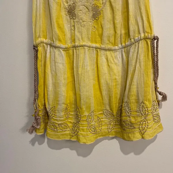 Vintage Y2K Free People Top Sleeveless Tank Yellow Tie Dye Embroidered 6 Small - Image 4