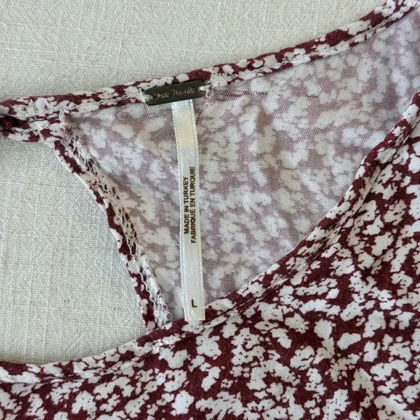 Free People Dancing In The Dark‎ Mini Dress Womens Large Maroon Floral Open Back - Image 8