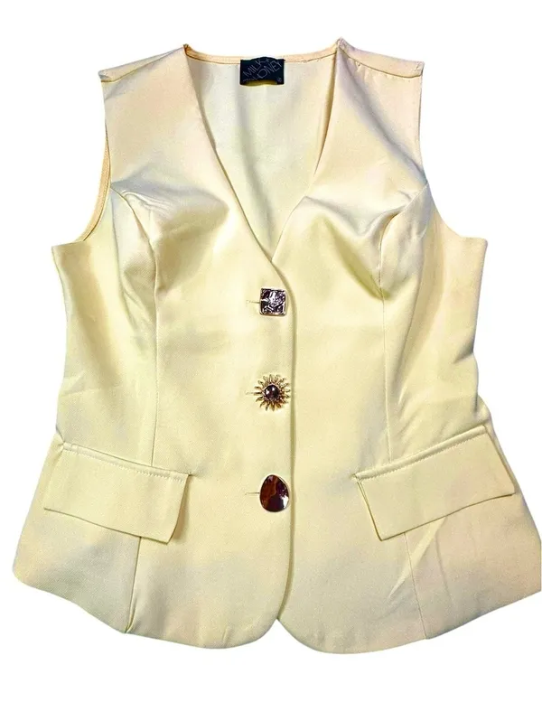 Milk & Honey Women’s Yellow Tailored Vest Size Small V-Neck NWOT Career Chic - Image 2
