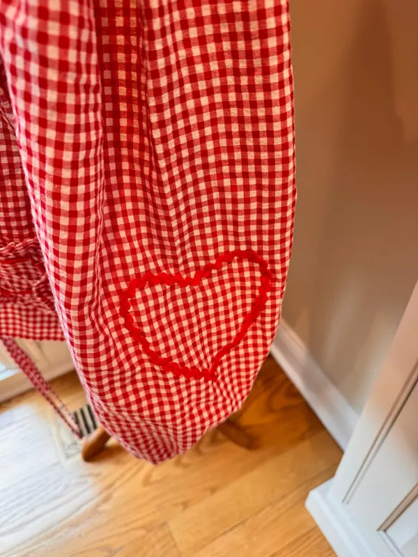 Red Gingham Sweetheart Tie Front Top Jacket Hearts Lightweight S - Image 7