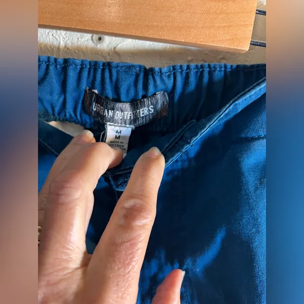 Urban Outfitters Blue Jogger Pants denim blue elastic baggy drawstring ankle Y2K - Image 2
