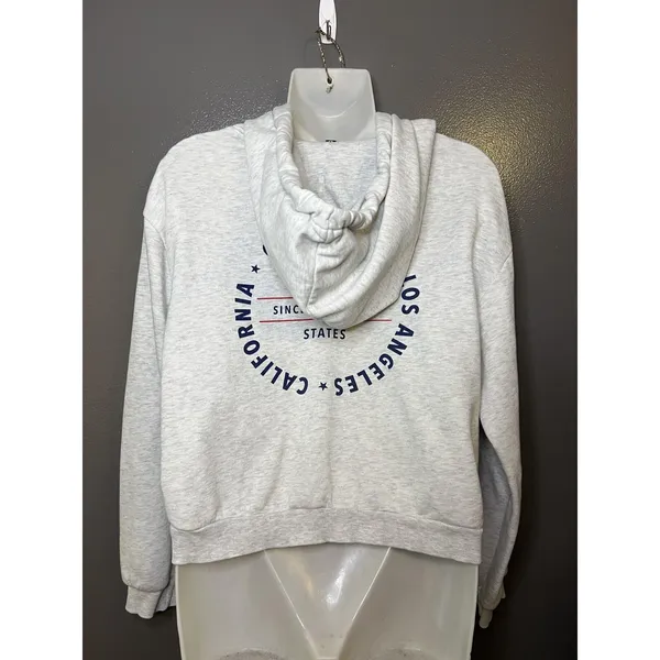 H&M Divided Calabasas Los Angeles Cropped Hoodie Sweatshirt Medium Gray Fleece - Image 5