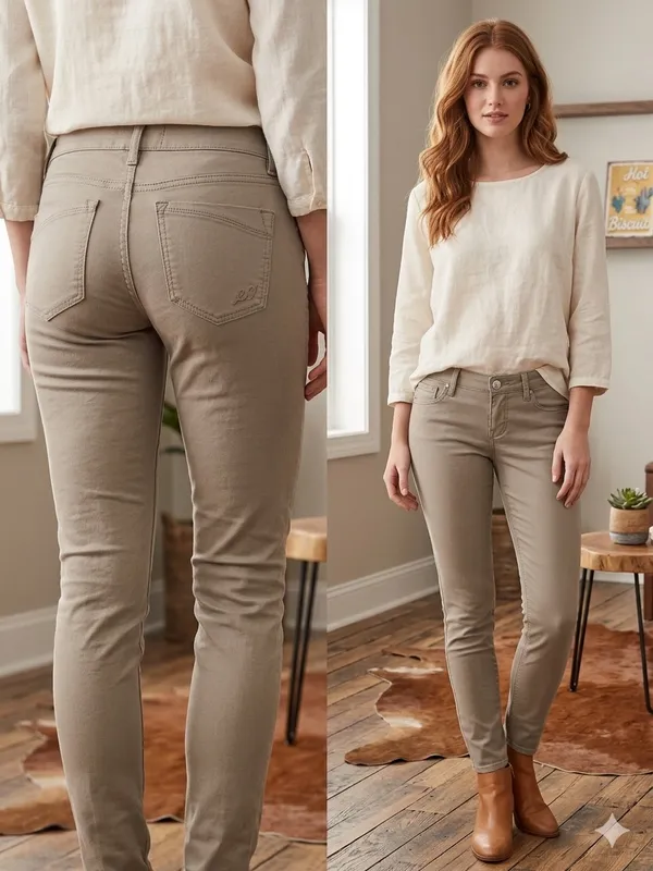 $78 Express Skinny Khaki Denim Pants Jeans - Size 6 - Excellent Condition - Image 2