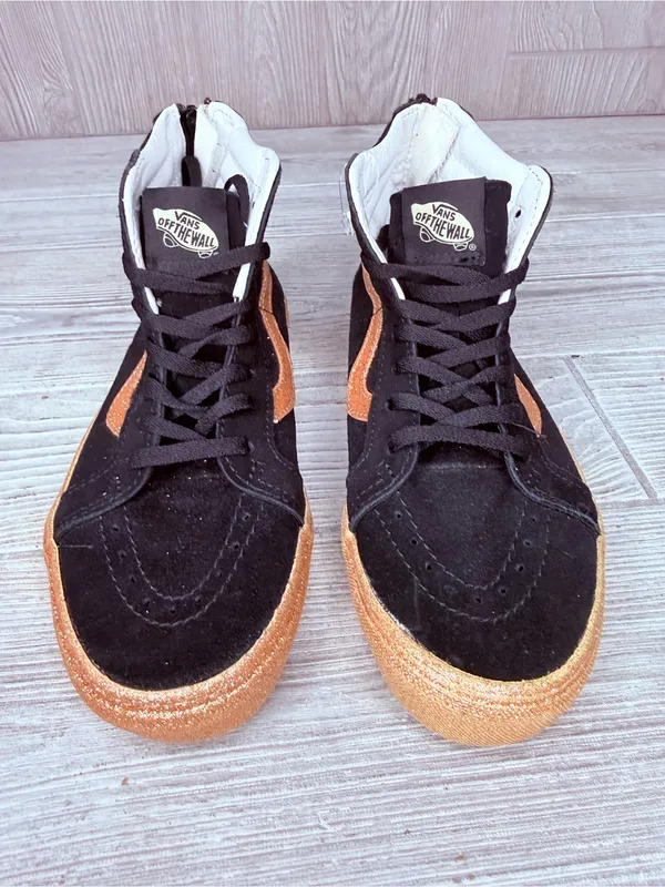 Nwt VANS Kids SK8-Hi Zip Party Glitter Black/Gold high top shoes 5 - Image 2