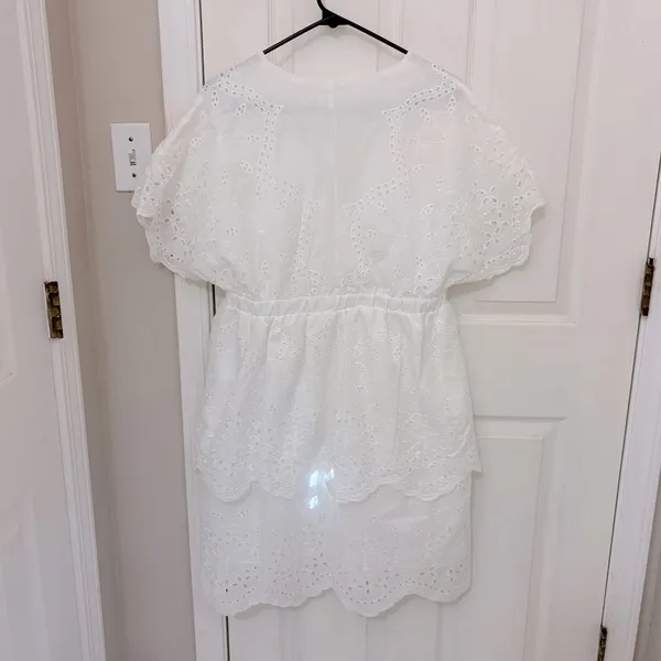 Shein Tiered Skirt Floral Eyelet Dress in White - Image 5