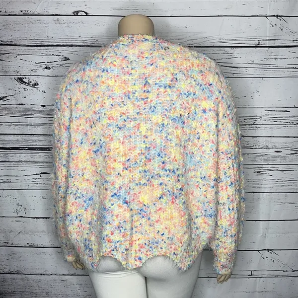 Chic Soul Size 1XL Rainbow Confetti Eyelash Open Weave Sweater Top - Image 4