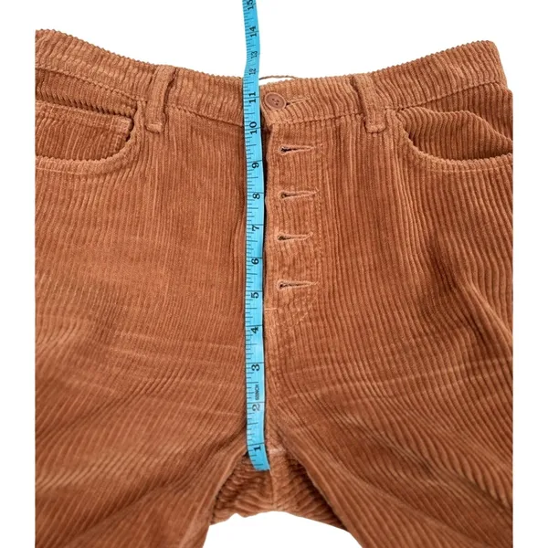 Reformation High Rise Corduroy Crop Flare Pants Frayed‎ Hem High Rise Brown 28 - Image 5