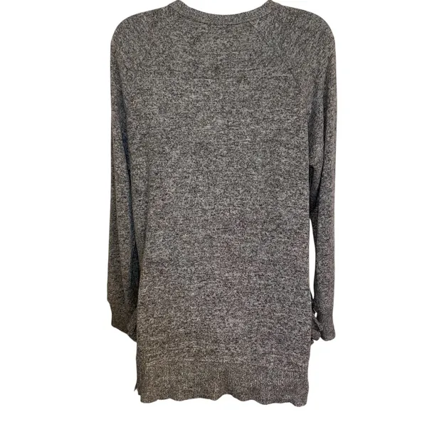 ANTHROPOLOGIE POSTMARK Oversized Marbled Gray Ruffled Trim Gia Sweater‎ Medium - Image 6