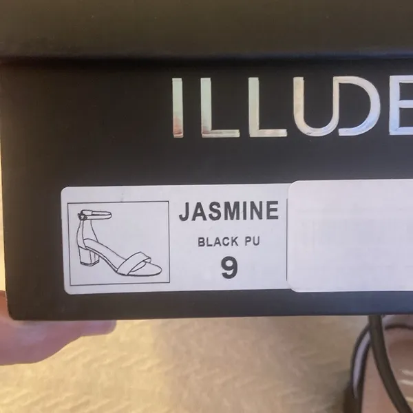 NWT NIB Illude black open toe heel dress shoe. 9 2 in heel - Image 9