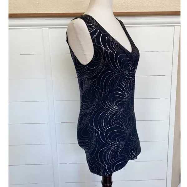 Express Glam Black & Silver Shimmer Sparkly Tunic Tank Stretch‎ Blouse -S NWT - Image 6