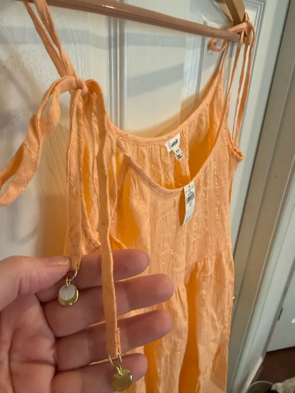 aerie Peach Textured Tiered Mini Sundress - Image 3