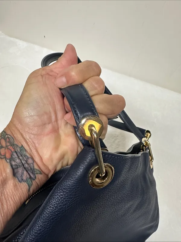 Michael Kors Raven Midnight Pebbled Leather Shoulder Tote Hobo bag - Image 14