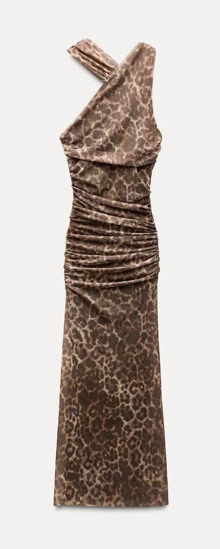 Zara Maxi Dress Mesh Cheetah Animal Print Leopard Bodycon Fitted - Image 19