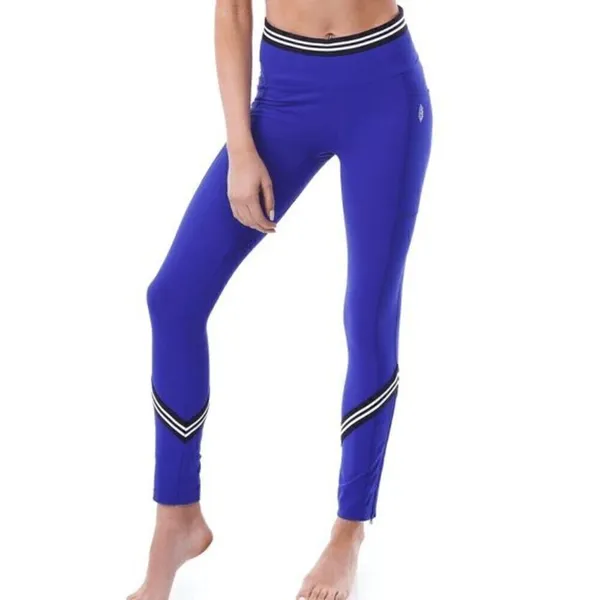 Free People Movement Cobalt Blue Zephyr Striped Leggings Small - Image 8