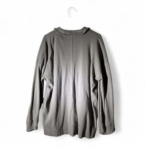 Free People Beach Womens Oversized Deep V-Neck Ribbed‎ Pullover Top Grey M - Image 2