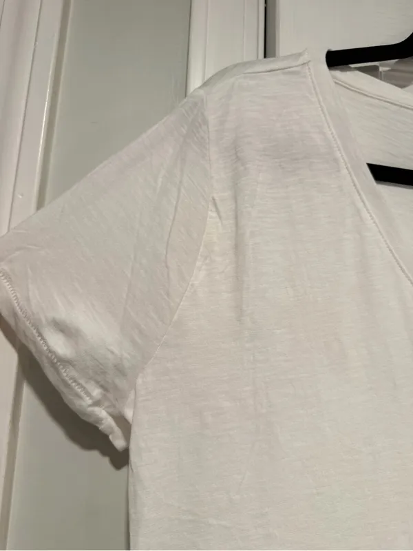 NWOT Madewell Size M White V Neck Short Sleeve Lightweight Slub Cotton Top - Image 5