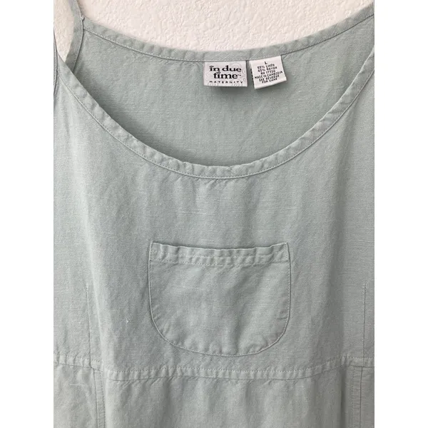 Vintage Homestead Prairie In Due Time Maternity Linen Blend Mint Blue Maxi Dress - Image 4