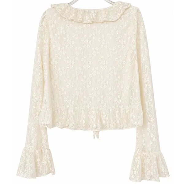 American Eagle Lace Ruffle Bell Sleeve Blouse Cream Fairycore Boho Top NWT S - Image 3