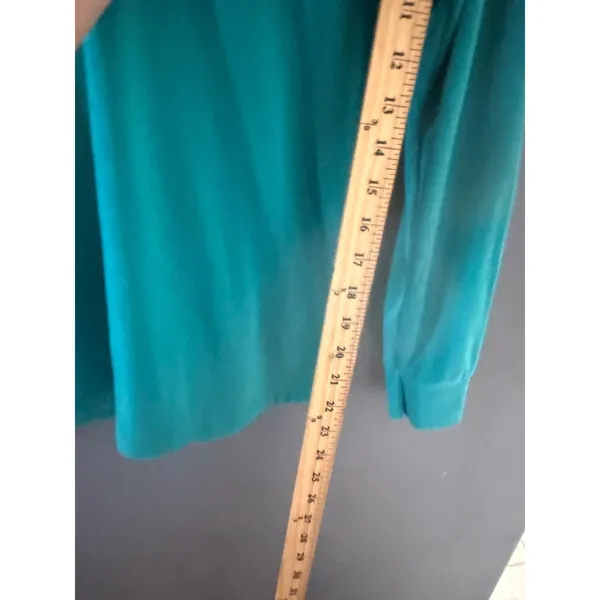 LL Bean Vintage 90s Teal‎ Green Quarter Zip Pullover Long Sleeve Knit Top Size M - Image 5