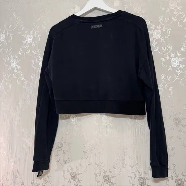 Gymshark Crop Pullover Schwarz 24/7 Cropped Black Crewneck Medium - Image 7
