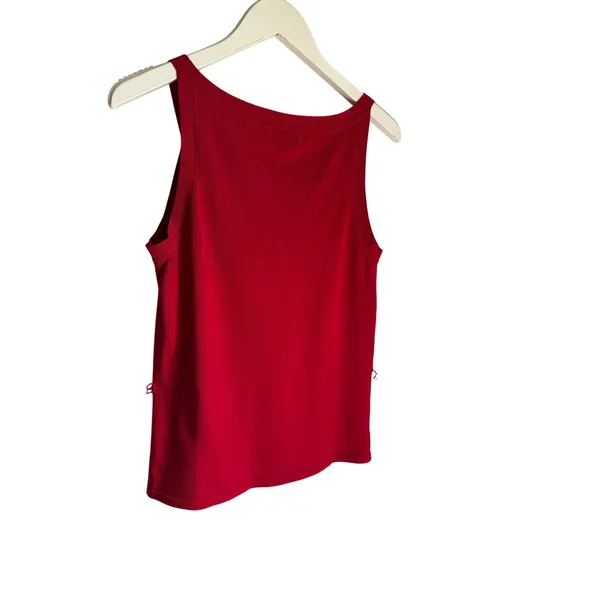 Ann Taylor Silk Blend Sweater Tank Medium Red Sleeveless Tie Waist Shell Top - Image 8