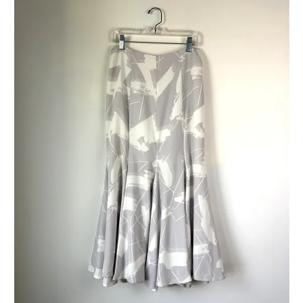 Anthropologie Keepsake Mermaid Maxi Skirt Grey White Abstract Women's Size Small - Image 2