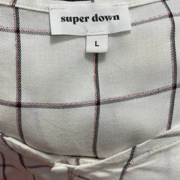 Superdown‎ Marrie Flannel Puff Sleeve Top White & Pink Size US Large - Image 11