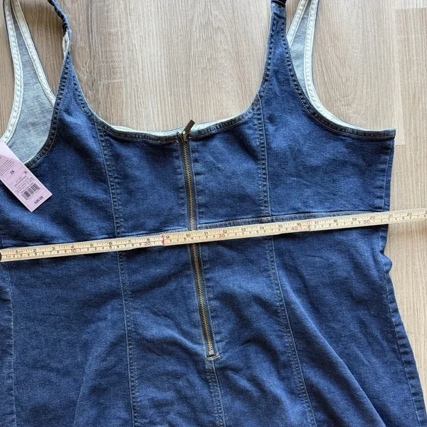 Womens Denim Blue Sleeveless Whimsigoth‎ Bodycone Overall Dress Size 2X - Image 3
