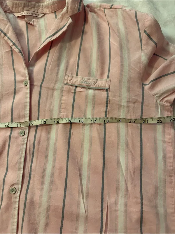 Victoria's Secret Pink and White Striped Button-Down Shirt - Image 5