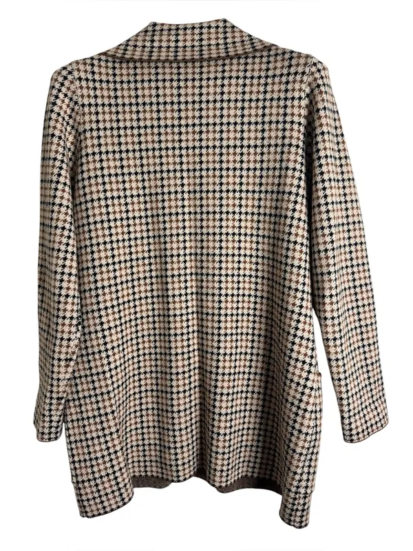 Marled Houndstooth Double-Breasted Sweater Cardigan/Jacket /Blazer Neutrals sz L - Image 2