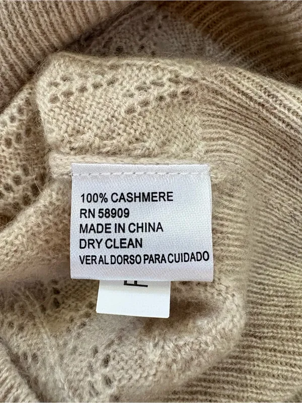Alex Marie 100% Cashmere Pointelle Button Cardigan Cottagecore Beige M Soft Girl - Image 9