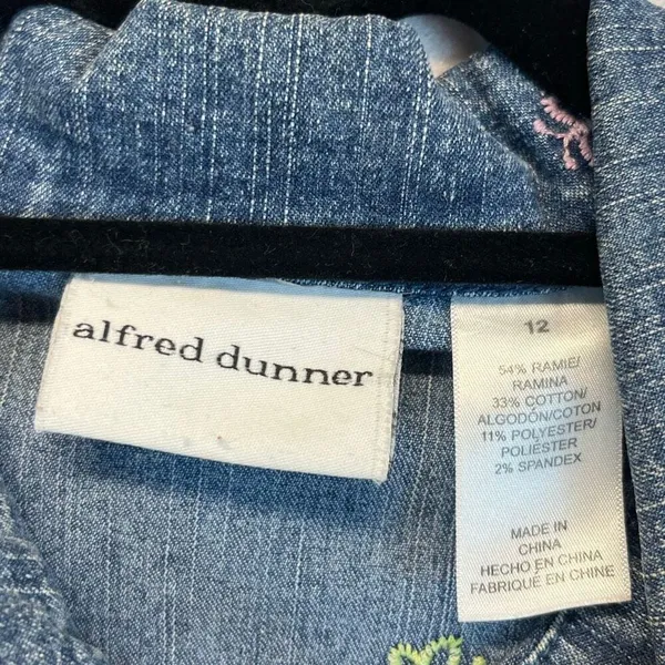 Vintage ALFRED DUNNER Denim Jacket Size 12 Blue 80s Embroidered‎ Butterfly Cute! - Image 5