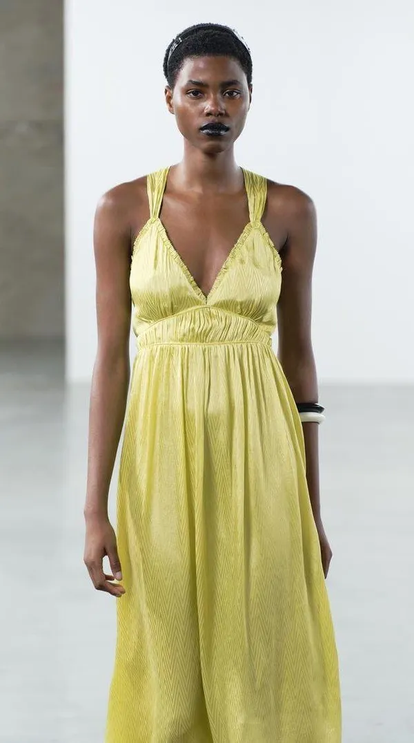 Zara maxi long bohemian lime lemon yellow summer wedding vacation casual - Image 10